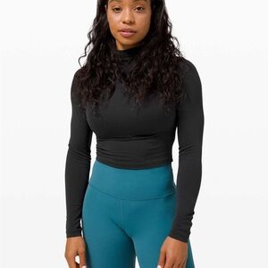 Lululemon All Aligned Long Sleeve Black Top size 6 EUC